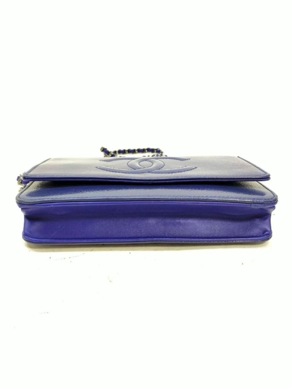 Authentic Chanel CC Caviar Wallet On Chain WOC Blue Leather Bag - Picture 8 of 16